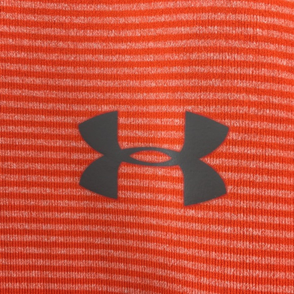 Under Armour Orange Striped Fitted Infrared Base Layer Top Mens Large Cold Gear - Picture 3 of 15